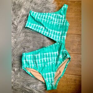 Turquoise tie die one piece swimsuit! Crewcuts!